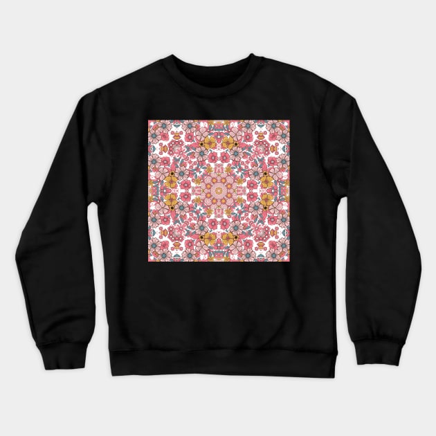Flower and Hearts valentines and spring Kaleidoscope pattern (Seamless) 2 Crewneck Sweatshirt by Swabcraft